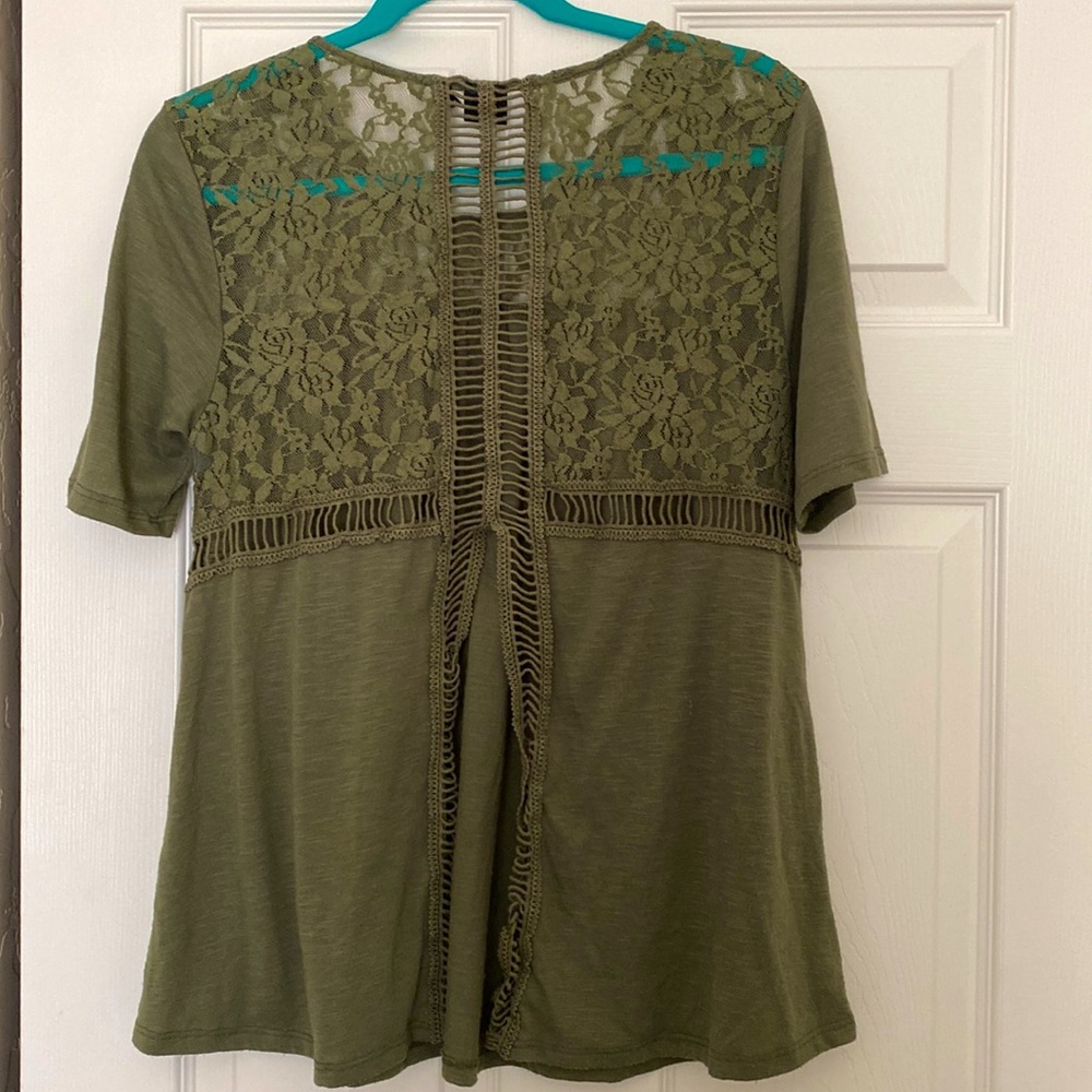 Cruel Girl M olive green lace blouse